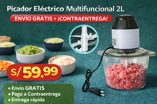 🔪 Picador Eléctrico Multifuncional 2L – Potente, Compacto y Fácil de Usar